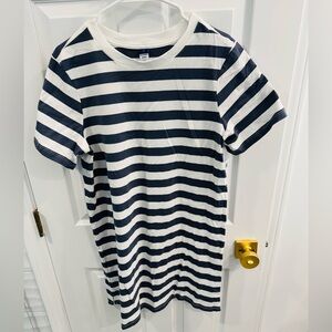 Old Navy Navy and White Striped Midi Dress